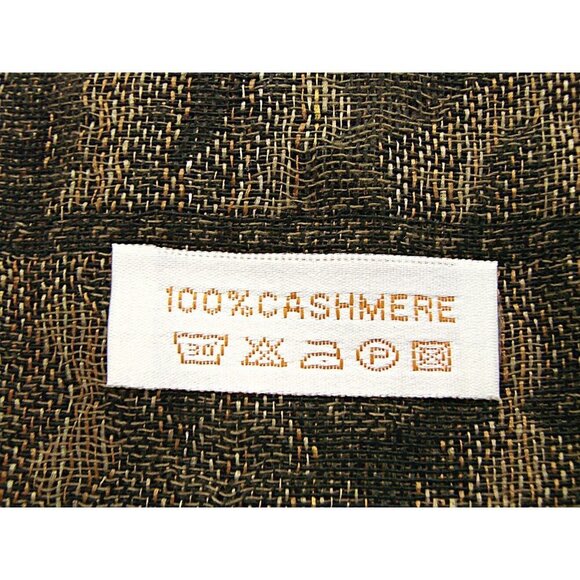 Large Jerusalem 100% Cashmere Scarf Shawl 68x27" Black Gold Fringe Ends Elegant - Picture 6 of 12